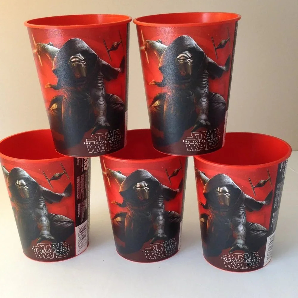 Set of 5 Star Wars Reusable Plastic Party Supplies Cups Red 16 oz.